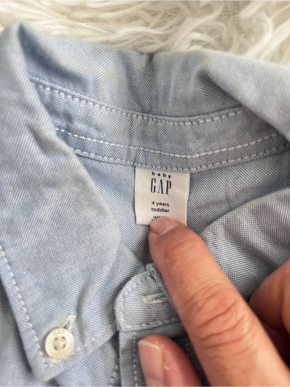 GAP Light Blue Button-Down Shirt with Pocket Embroidery